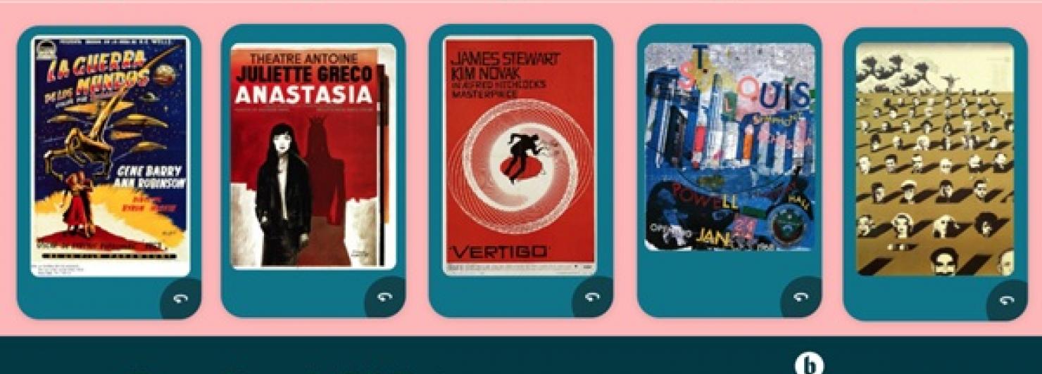 Expositor biblioteca FCRI cartells fons rosa